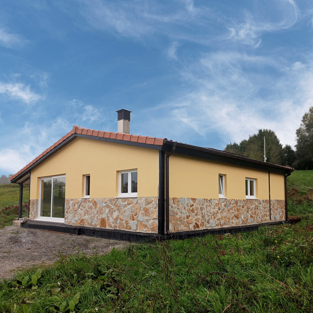 Casas modulares en Navarra, vivienda prefabricada de estilo rústico construida por Modular Home